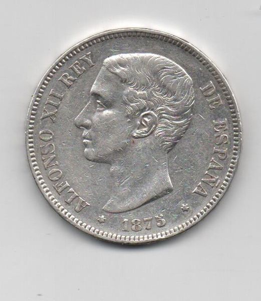 ALFONSO XII DEL AÑO 1875* 75 DE 5 PESETAS